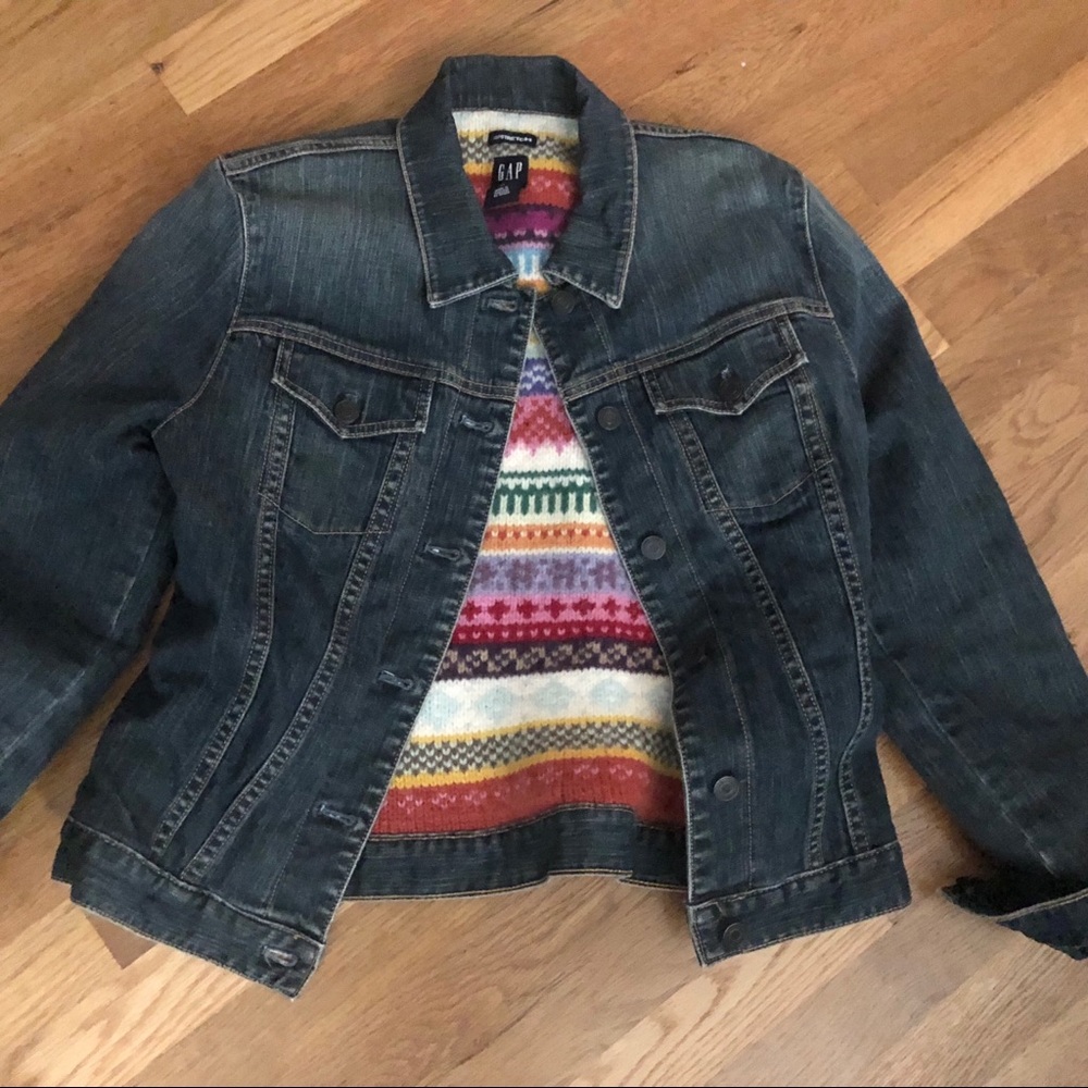 GAP jean jacket denim fall lined sweater m